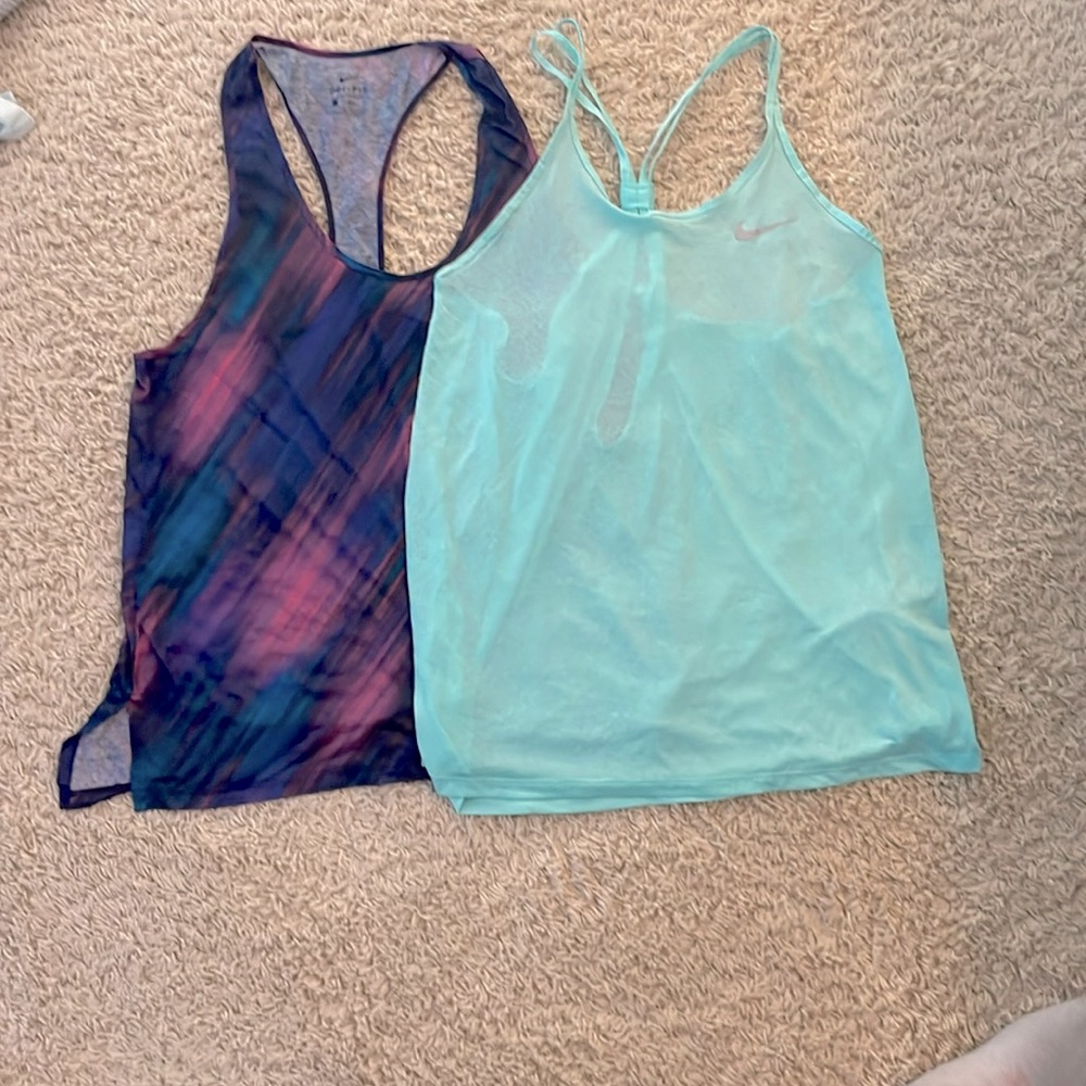 Nike dry fit, tank tops, teal and purple